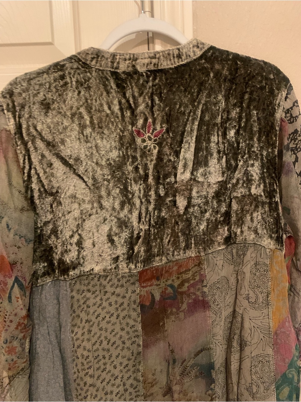 Vintage-Inspired Patchwork Midi Dress in Olive Green - Picture 9 of 11